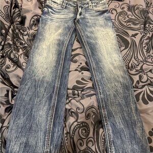 American Fighter Distressed Blue Flare Jeans